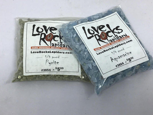 1/4 Ib Chip Bags - Pyrite/aquamarine